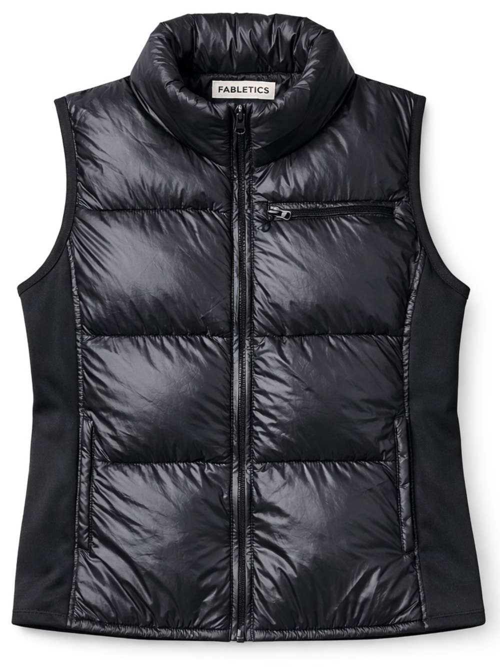 Fabletics Black Quilted Puffer Vest with High Collar